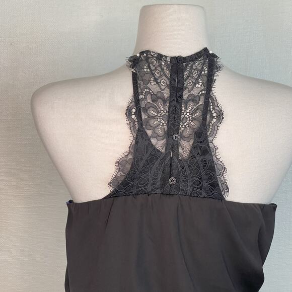 H&M Black Lace Racerback Halter Dress Size 4 - Picture 5 of 10